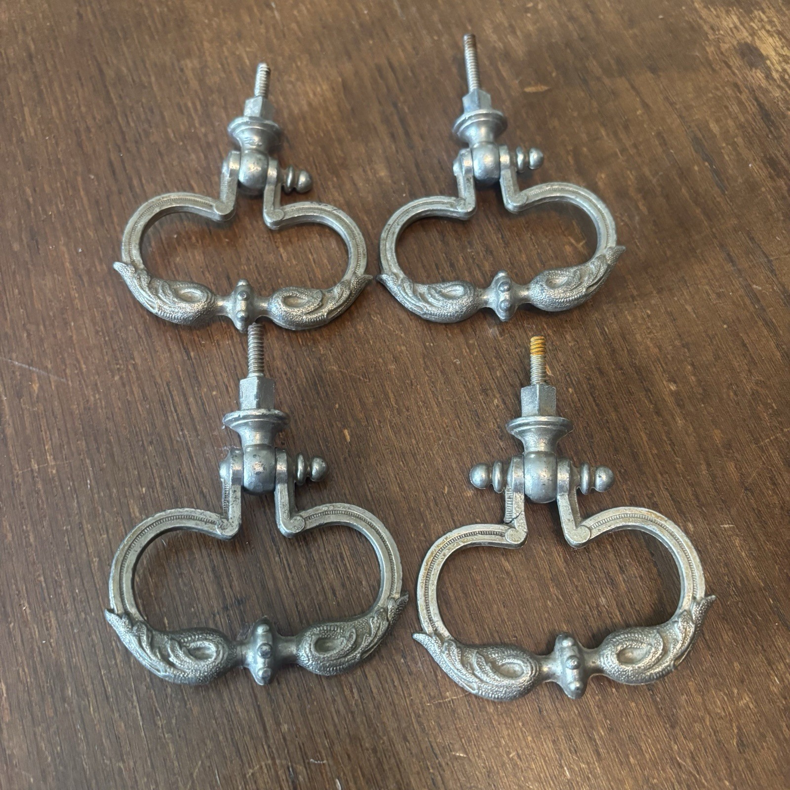 Vintage Antique Ornate Metal Cabinet Drawer Drop Bail Pull 3\ Vintage Antique Ornate Metal Cabinet Drawer Drop Bail Pull 3\