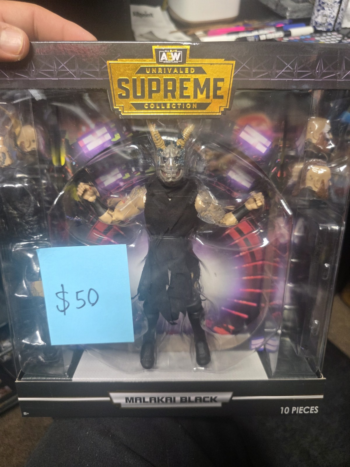 AEW Unrivaled Supreme Collection Malakai Black Action Figure Set 10-Piece AEW Unrivaled Supreme Collection Malakai Black Action Figure Set 10-Piece