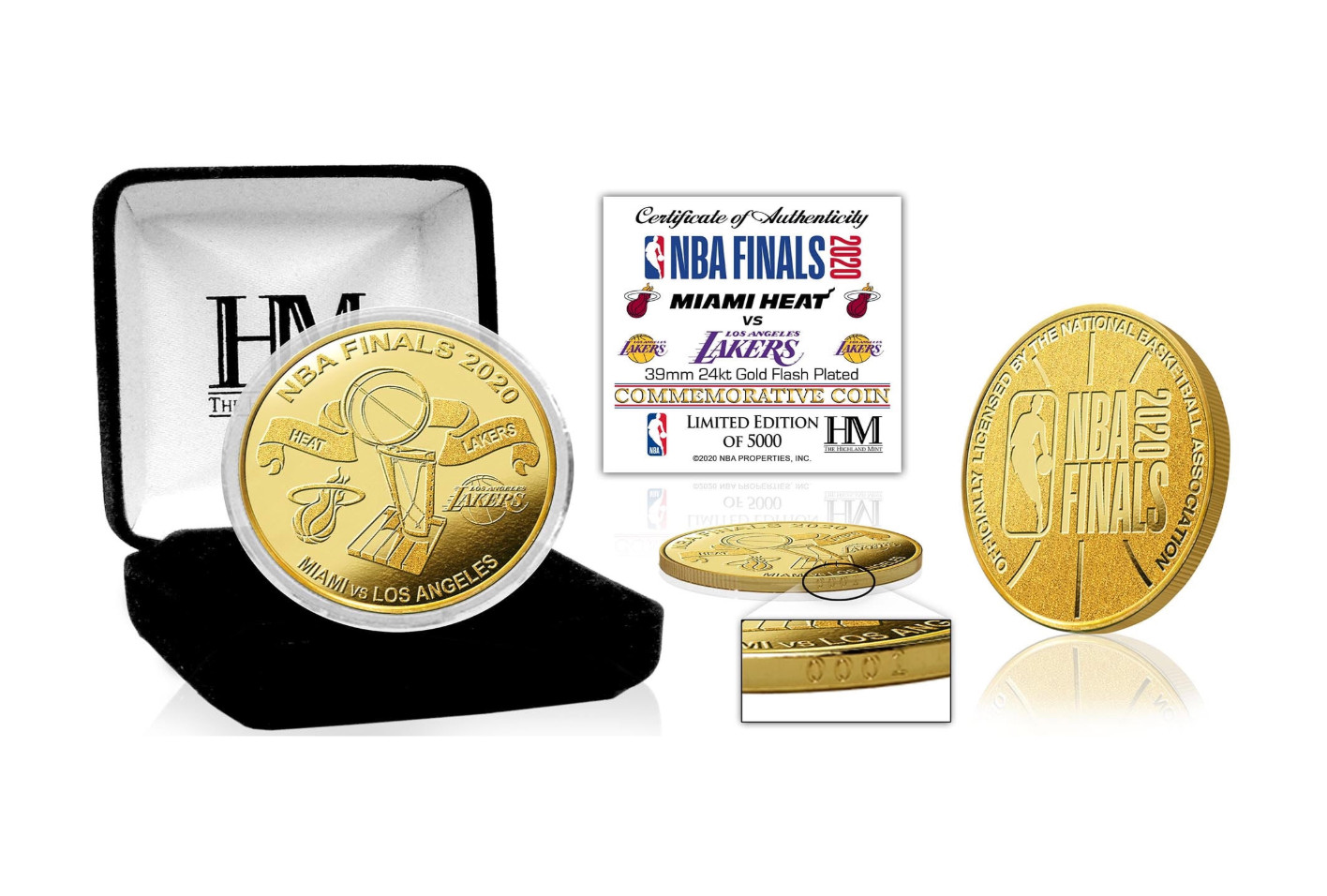 LA Lakers VS Miami Heat Highland Mint 2020 NBA Finals Matchup Gold Plated Coin LA Lakers VS Miami Heat Highland Mint 2020 NBA Finals Matchup Gold Plated Coin