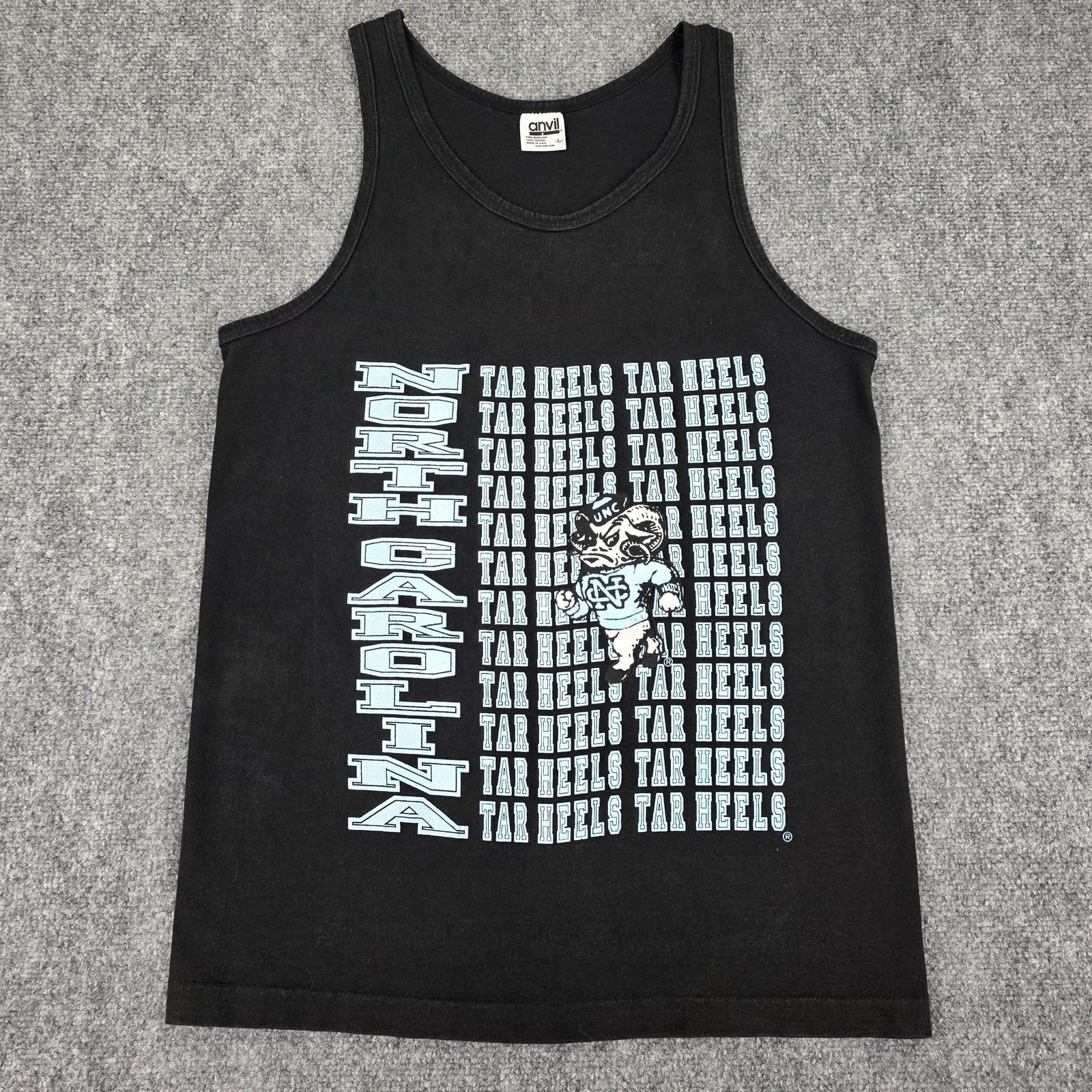 Vintage North Carolina Tar Heels Shirt Mens Large Black Tank Top Made in USA