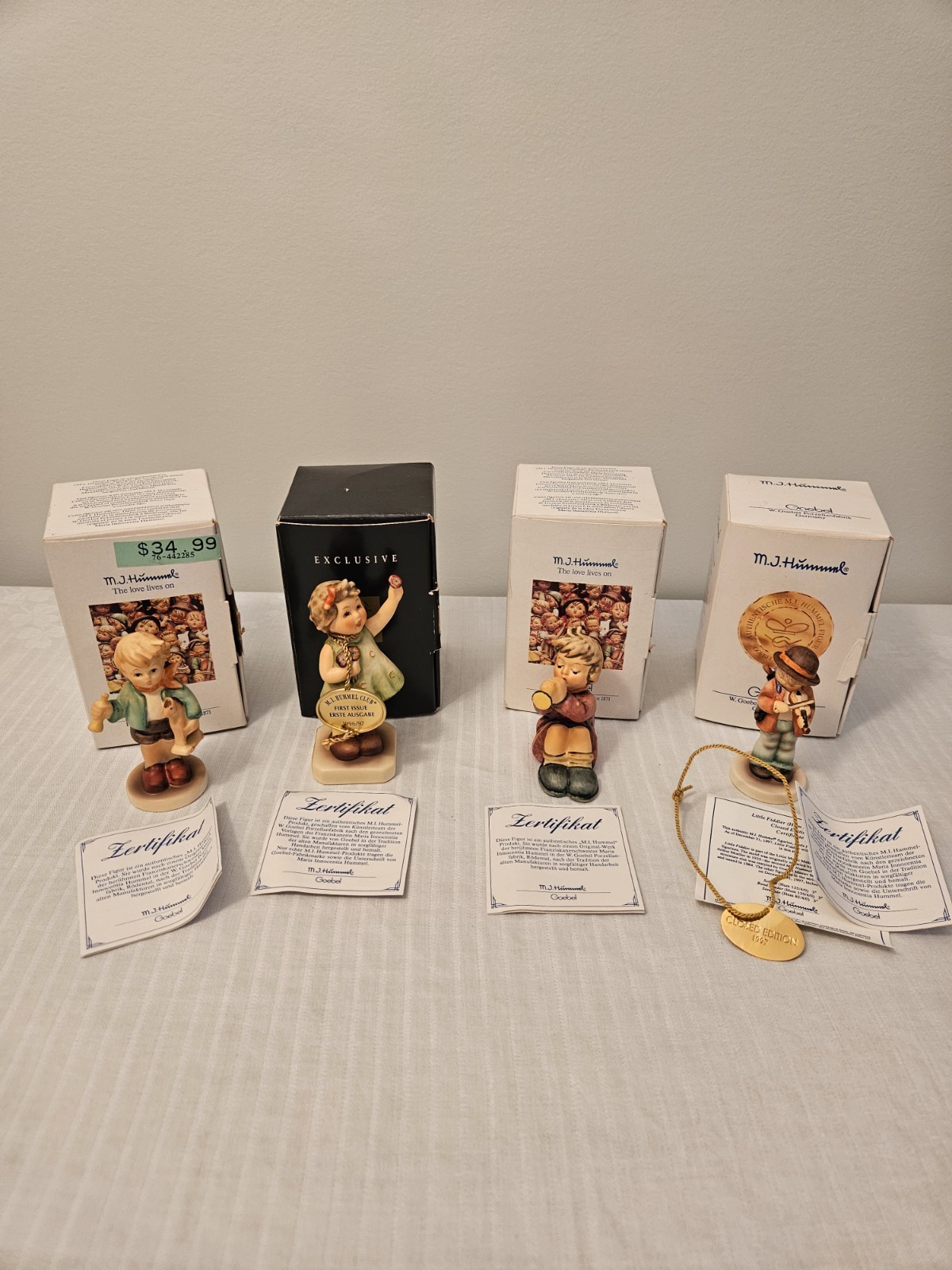 Lot of 4 Vintage Goebel M.I. Hummel Figurines – Original Boxes & Certificates