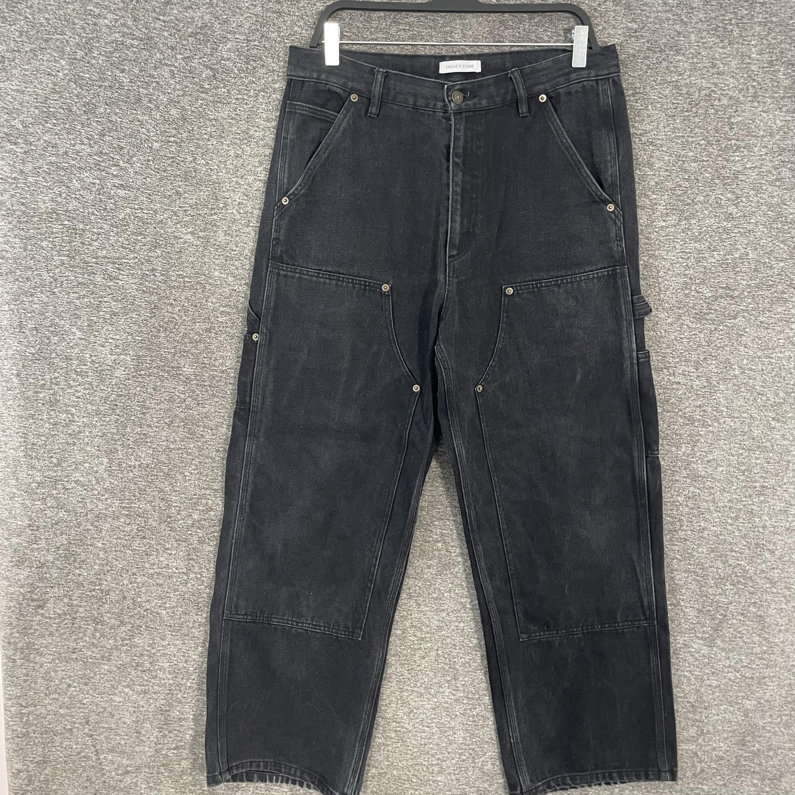 FREAK\'S STORE Jeans Mens 33x29 Black Relaxed Double Knee Charcoal Workwear