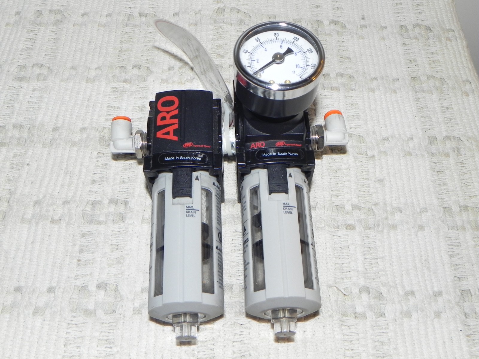 ARO Ingersoll Rand 2-Piece FRL Combo CQA491-1 & CQA491-2 with Gauge NEW 1/4 ARO Ingersoll Rand 2-Piece FRL Combo CQA491-1 & CQA491-2 with Gauge NEW 1/4