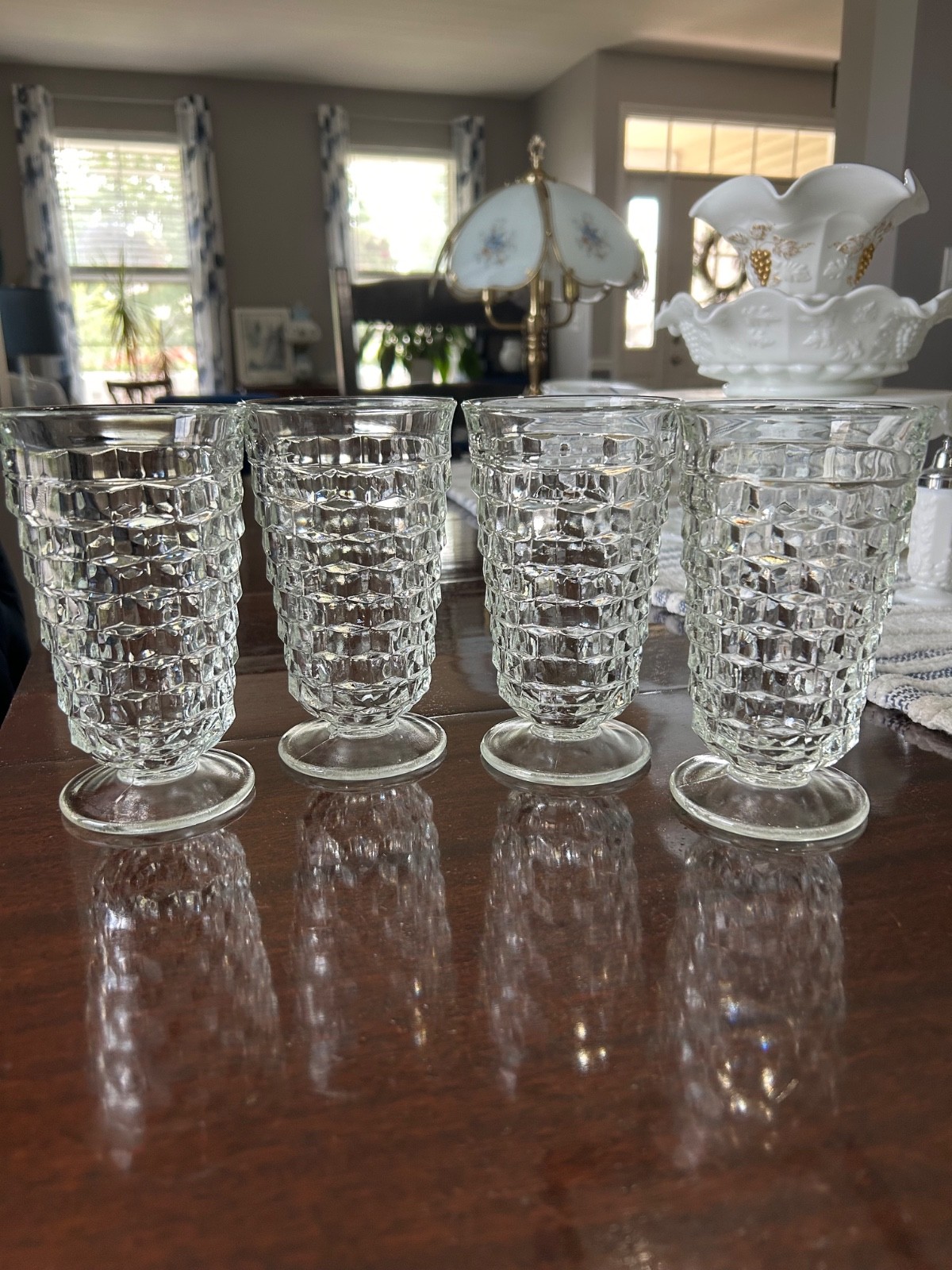 Indiana Glass Company Whitehall Pattern Colony Cubist Iced Tea Glasses Set 4 Indiana Glass Company Whitehall Pattern Colony Cubist Iced Tea Glasses Set 4
