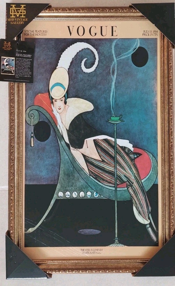 Vintage Vogue Cover July 1914 Special Features Framed Art Deco Painting 24 Vintage Vogue Cover July 1914 Special Features Framed Art Deco Painting 24