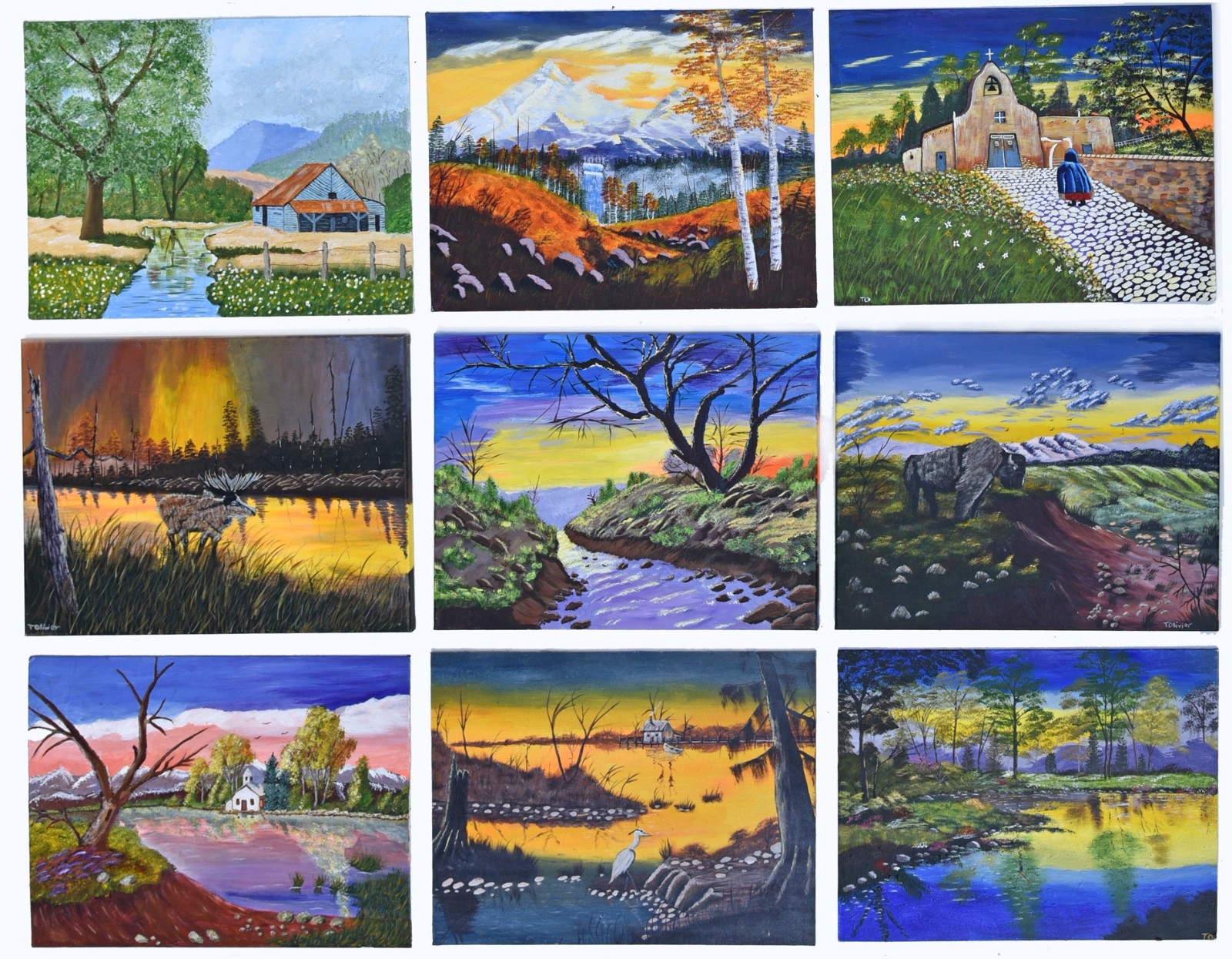 Rare Find: 9 self taught paintings same artist, shabby sheik, modern, camp Rare Find: 9 self taught paintings same artist, shabby sheik, modern, camp