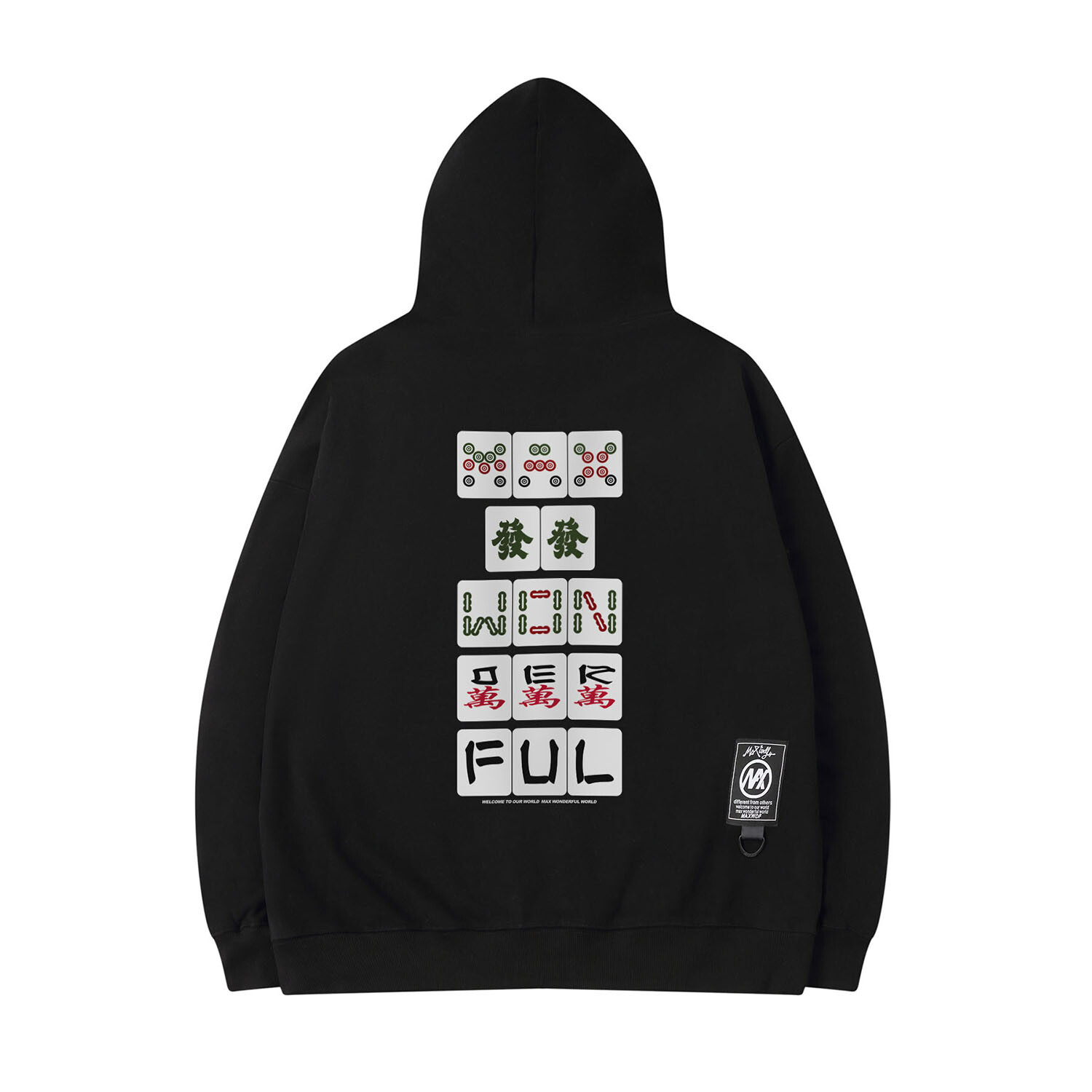 Niepce Men\'s Majhong Graphic Hoodie Printed Japanese Streetwear Pullover