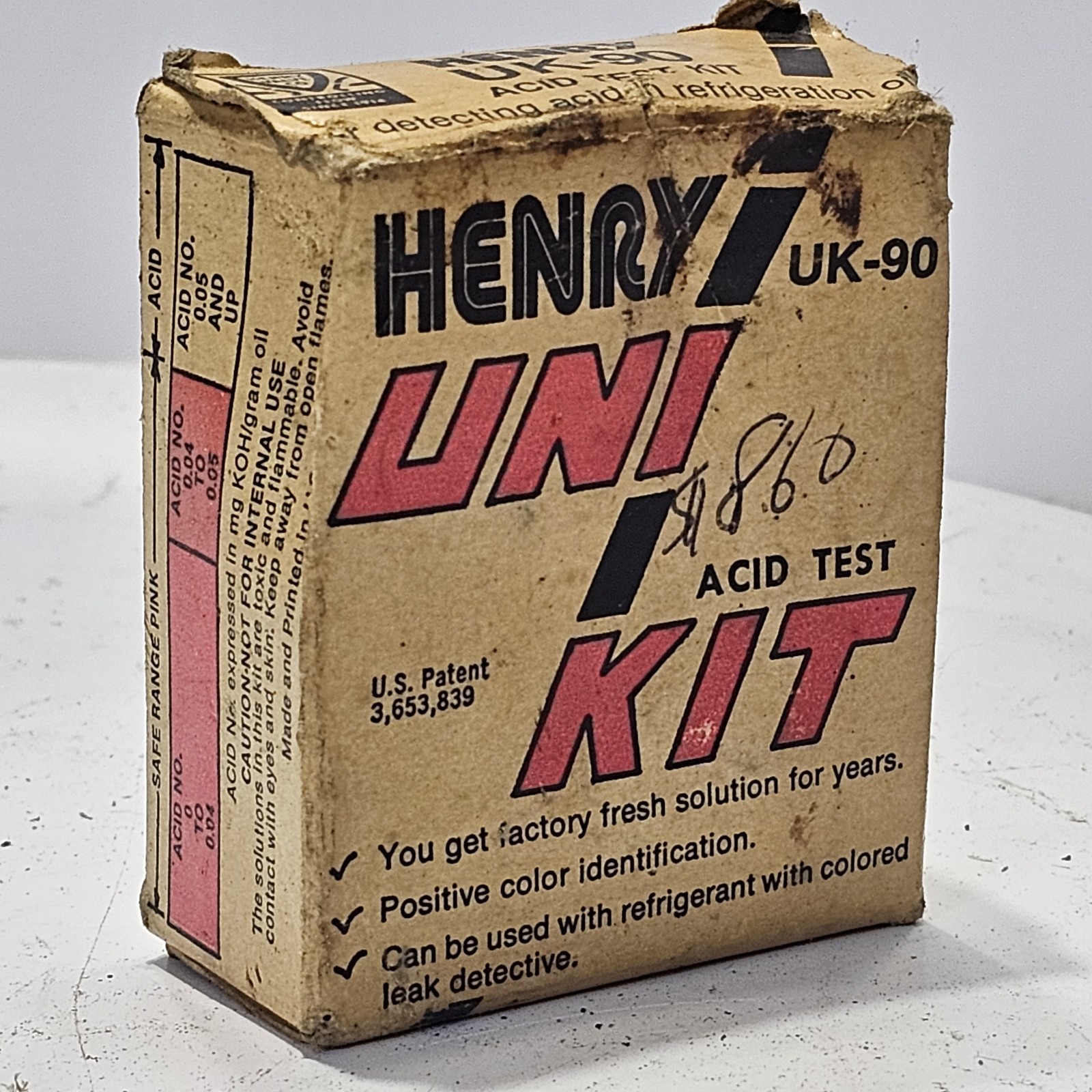 Vintage Henry Uni/Kit UK-90 HVAC Acid Test Kit Vintage Henry Uni/Kit UK-90 HVAC Acid Test Kit