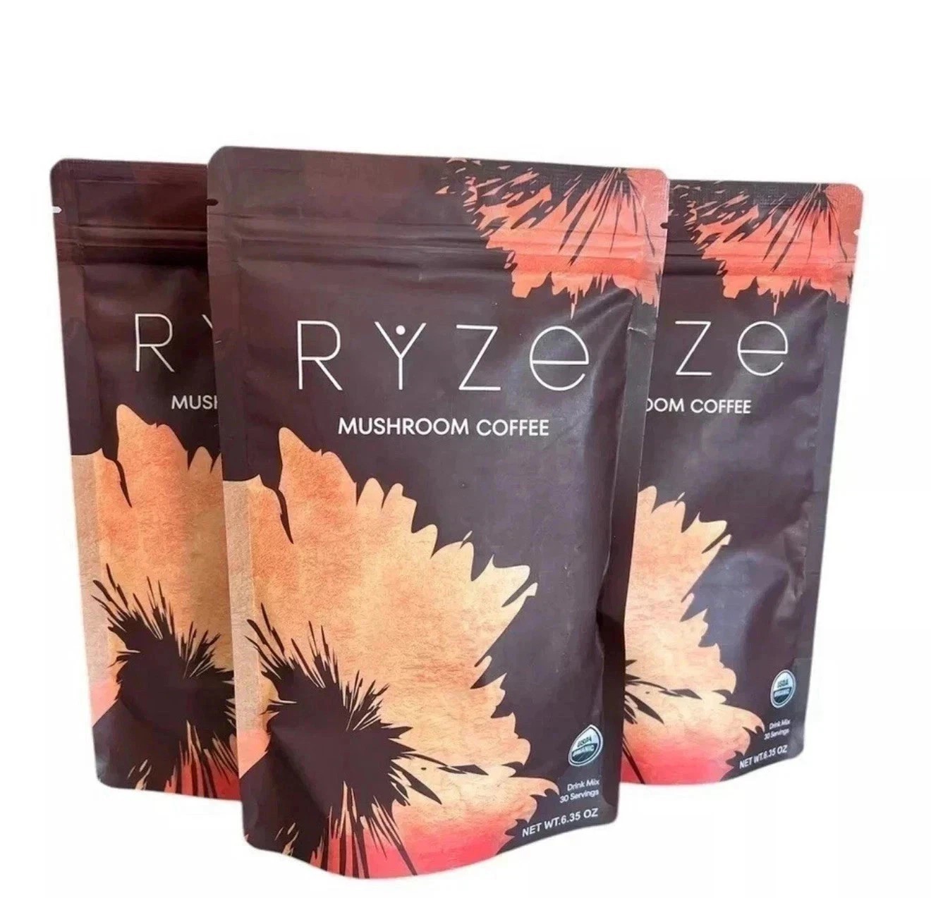 Ryze Mushroom Coffee – 3-Pack (90 Servings) – Instant, 