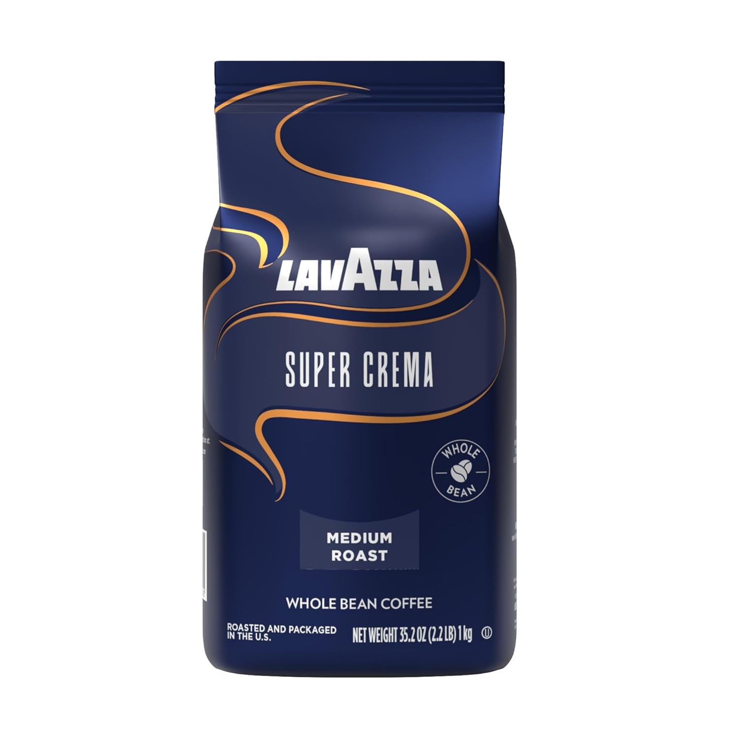 Lavazza Super Crema Whole Bean Coffee, Medium Espresso Roast, Arabica 2.2 lb Bag