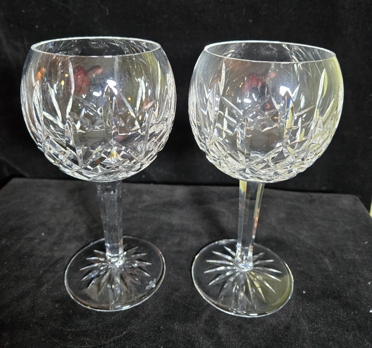 Waterford Kildare Hock Wine Glasses Set of 2 Signed Crystal 7.5\