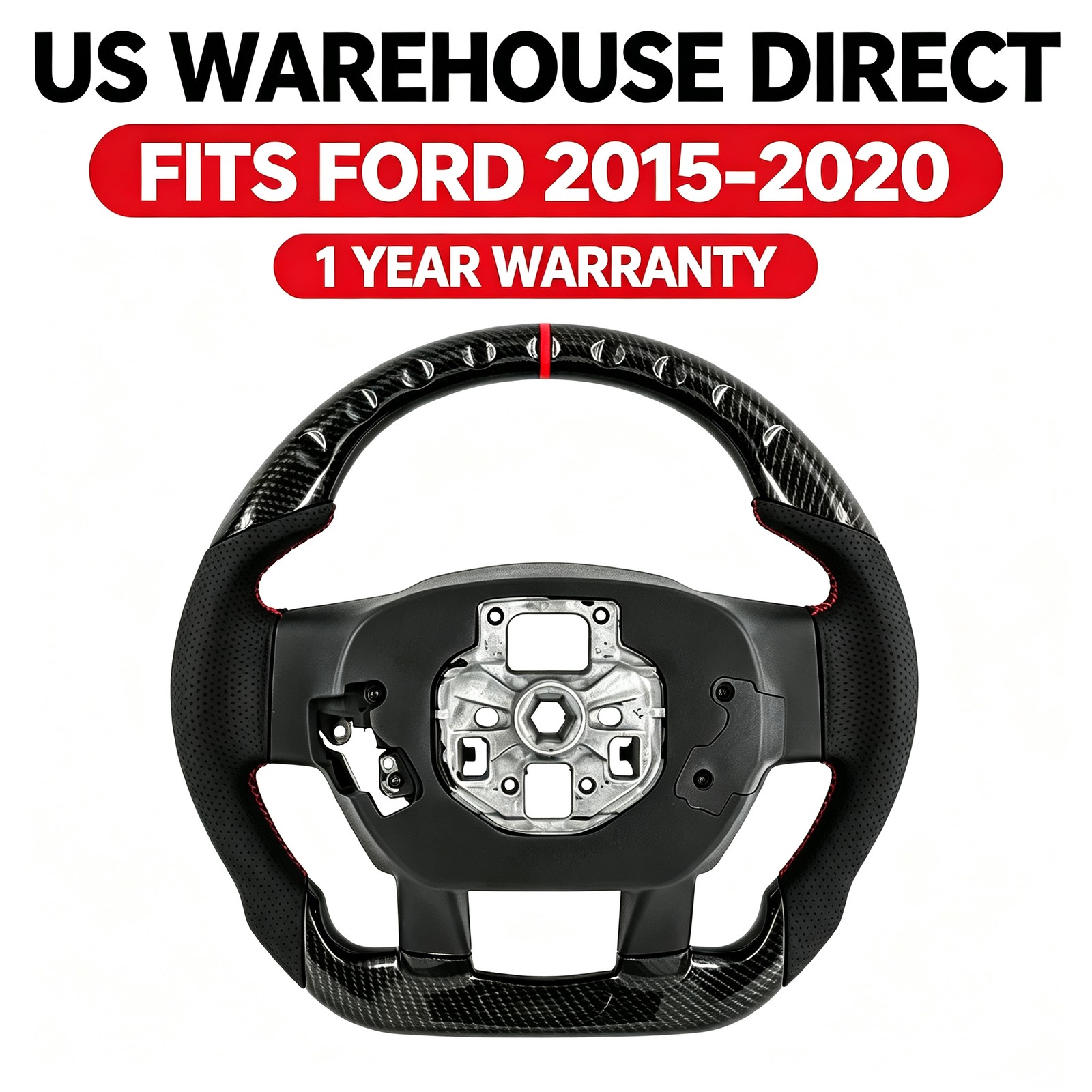 Black Carbon-Fiber-Look Steering Wheel—Fits 2015–2020 Ford F-150 Black Carbon-Fiber-Look Steering Wheel—Fits 2015–2020 Ford F-150