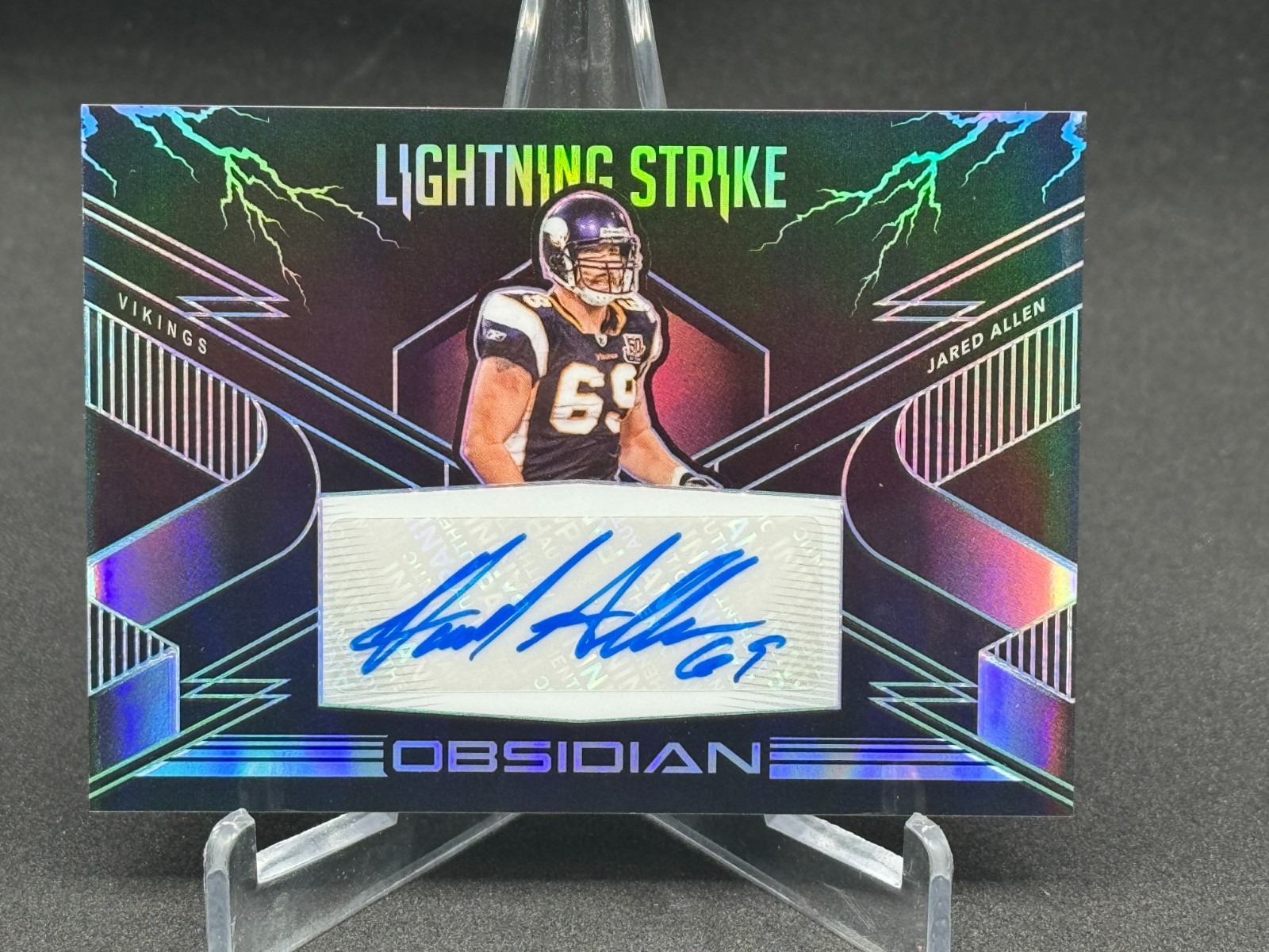 2020 Panini Obsidian Lightning Strike Green Etch Auto Jared Allen /100 #LS33 2020 Panini Obsidian Lightning Strike Green Etch Auto Jared Allen /100 #LS33