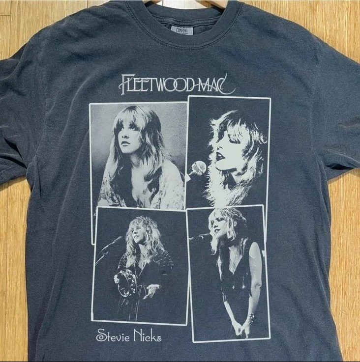 Stevie Nicks Fleetwood Mac band 90s Retro style Black T shirt vtg S-5XL