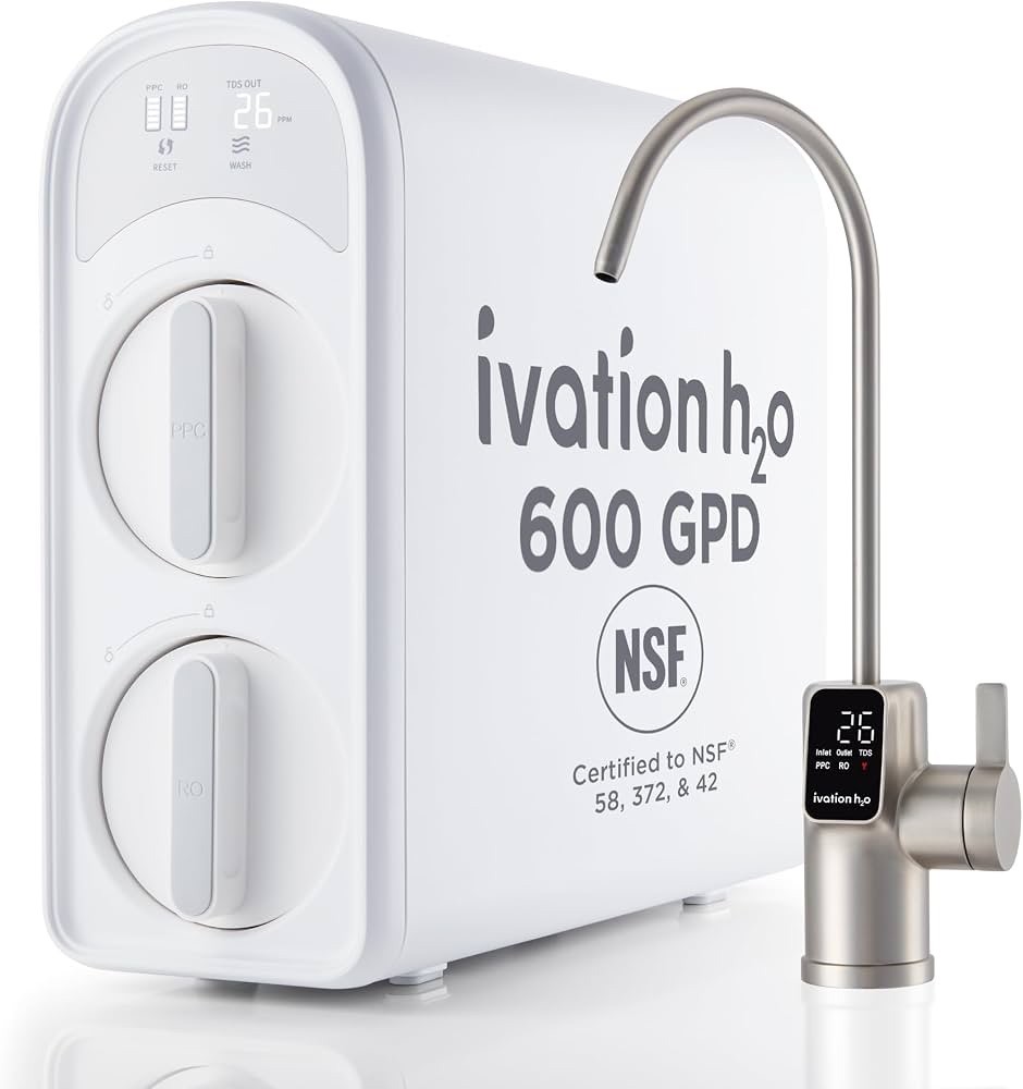 Ivation H2O 600 GPD Reverse Osmosis Under Sink Tankless Water Purifier