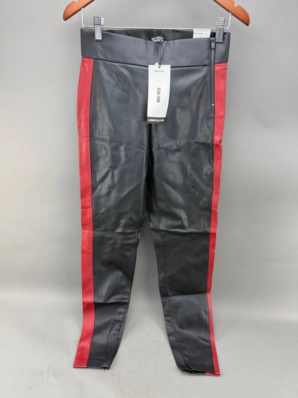 Zara Trafaluc Womens Black Faux Leather Leggings Collection Mid Rise Pants Sz M