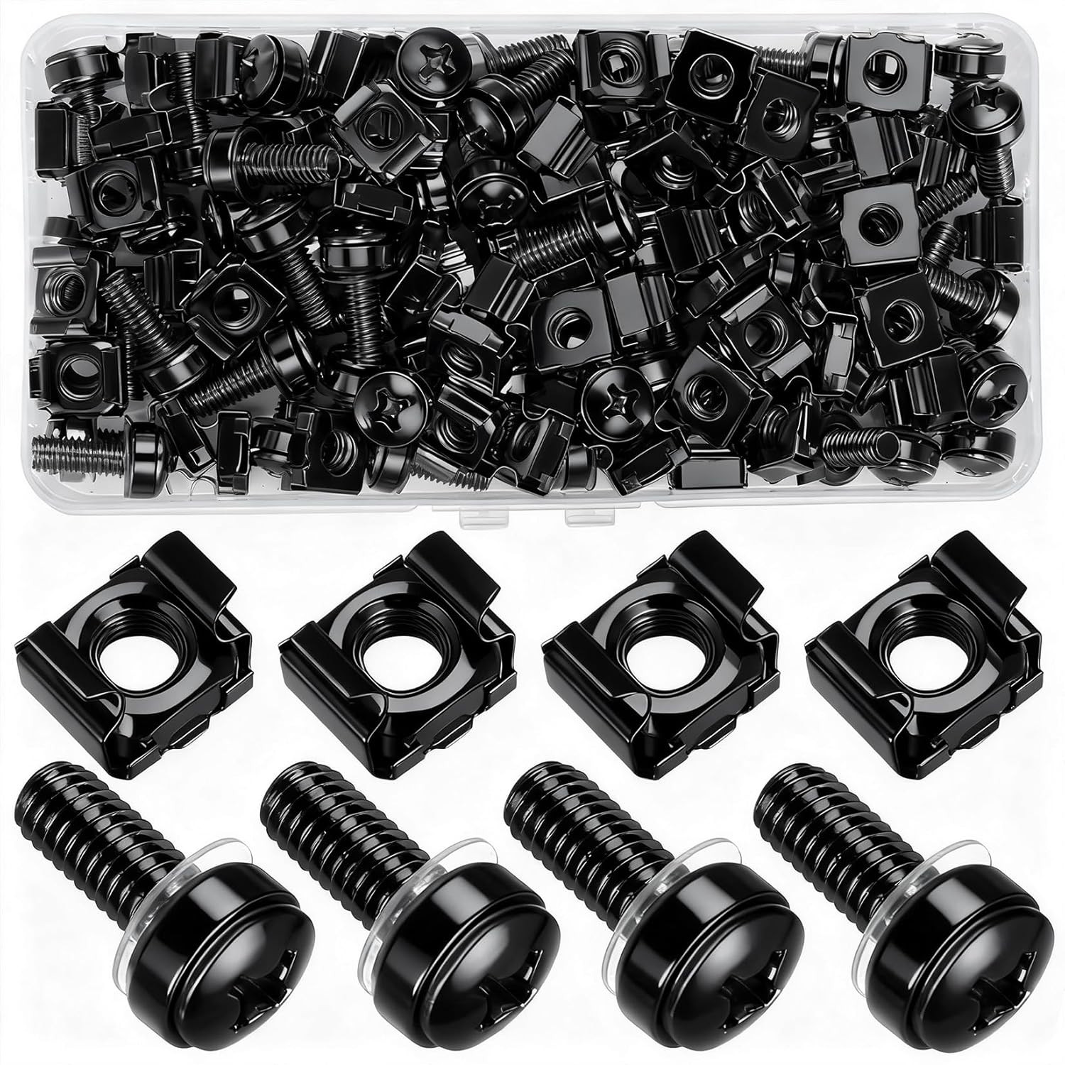 110 Pcs 55 Set Rack Mount Screws and Cage Nuts for Rack Mount Server Cabinet 110 Pcs 55 Set Rack Mount Screws and Cage Nuts for Rack Mount Server Cabinet