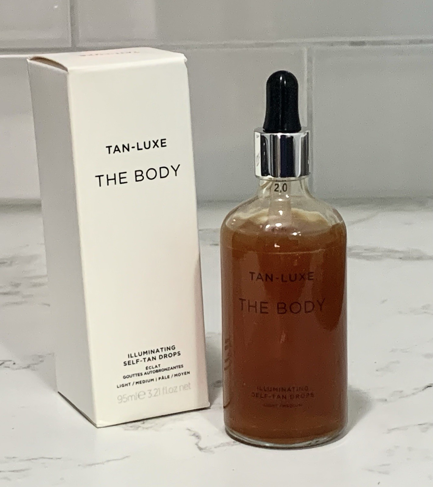 NIB JUMBO Tan-Luxe The Body Illuminating Self Tan Drops ~ LIGHT/MEDIUM ~ 3.21oz