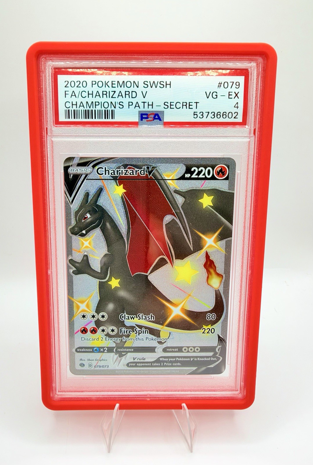 2020 POKEMON SWORD & SHIELD CHAMP\'S PATH SECRET #079 FULL ART/ CHARIZARD V PSA 4
