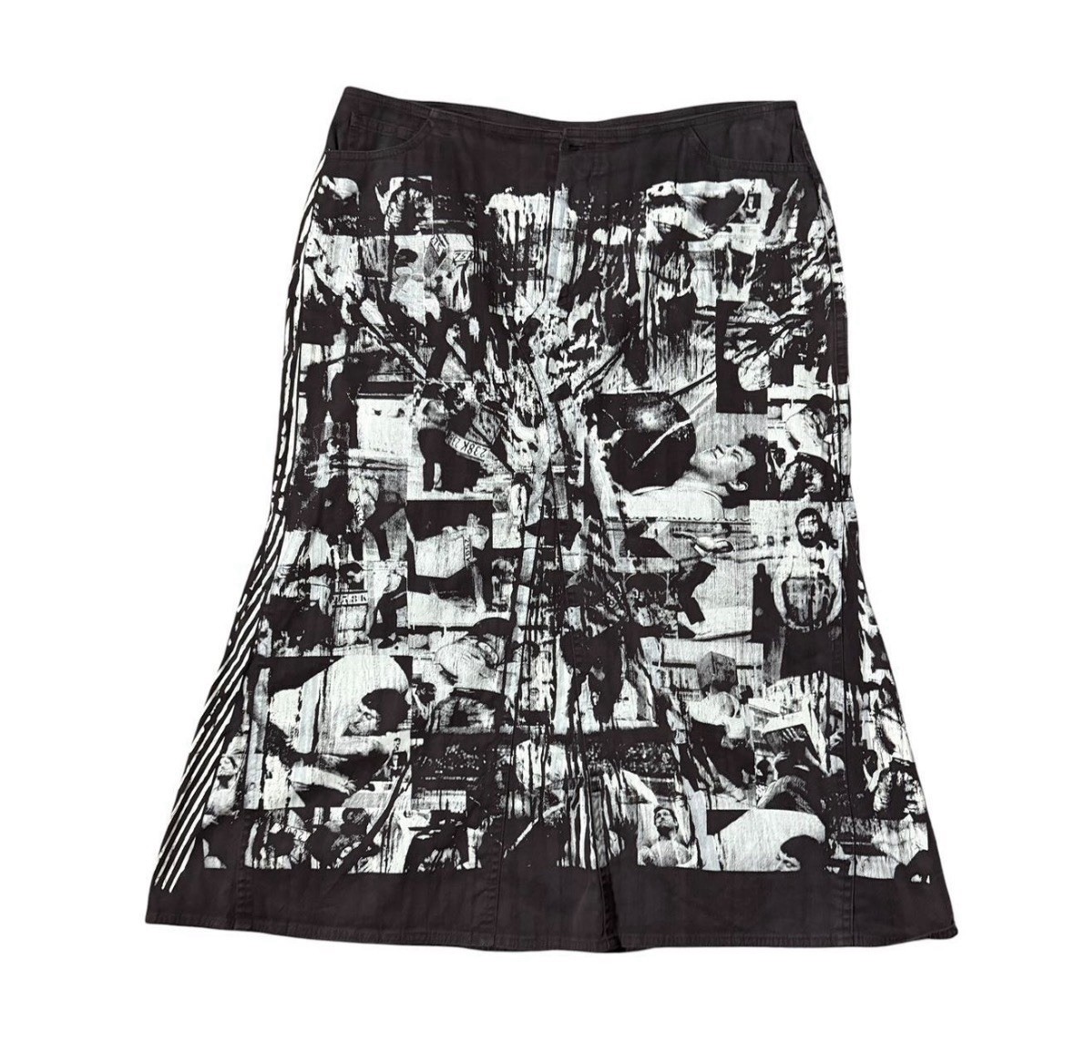 Isabel de Pedro Euro Cyber Avant Garde Surreal Graphic Print Midi Skirt Brown Isabel de Pedro Euro Cyber Avant Garde Surreal Graphic Print Midi Skirt Brown