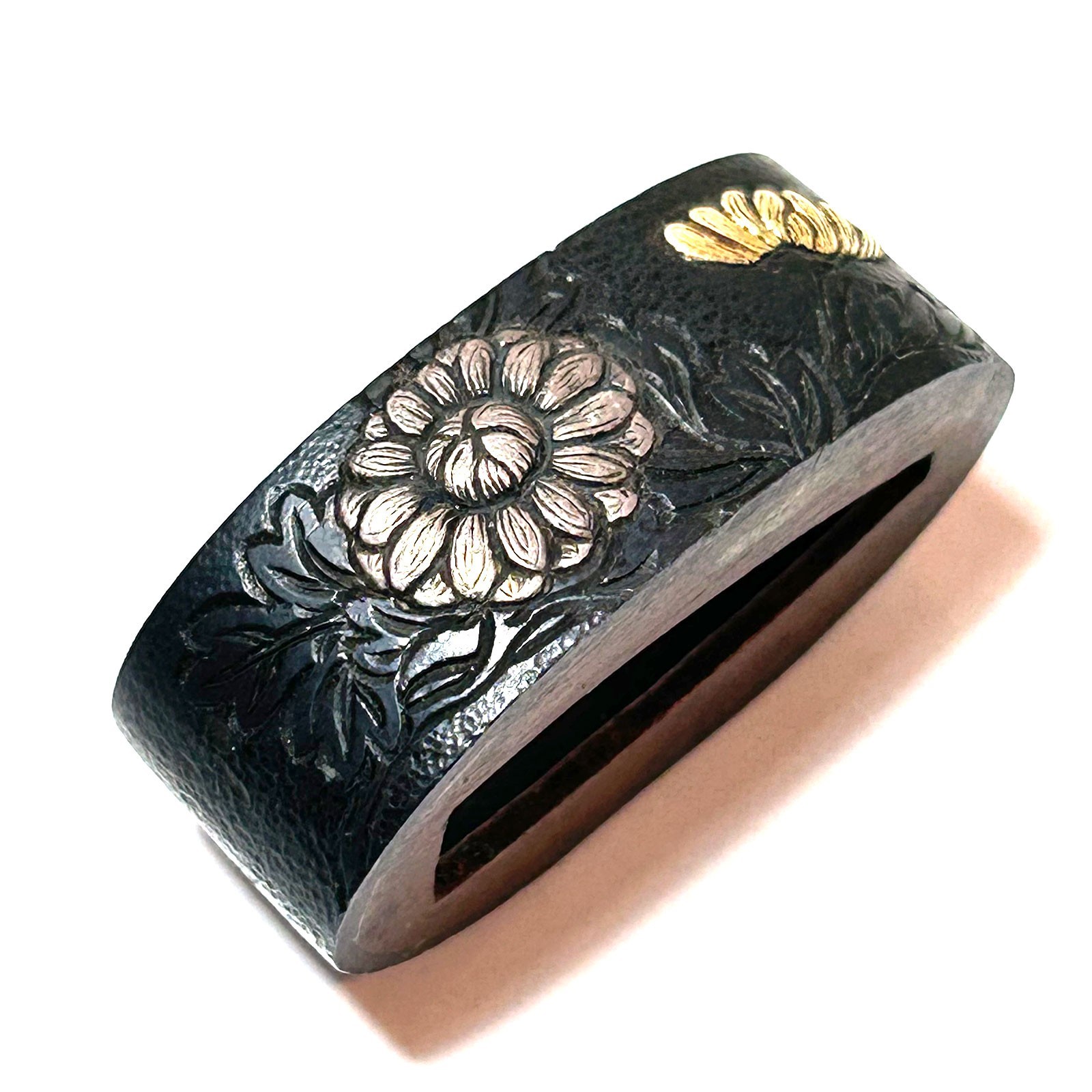 Japanese Fuchi Chrysanthemum Flower Sword Fitting Antique Edo Period
