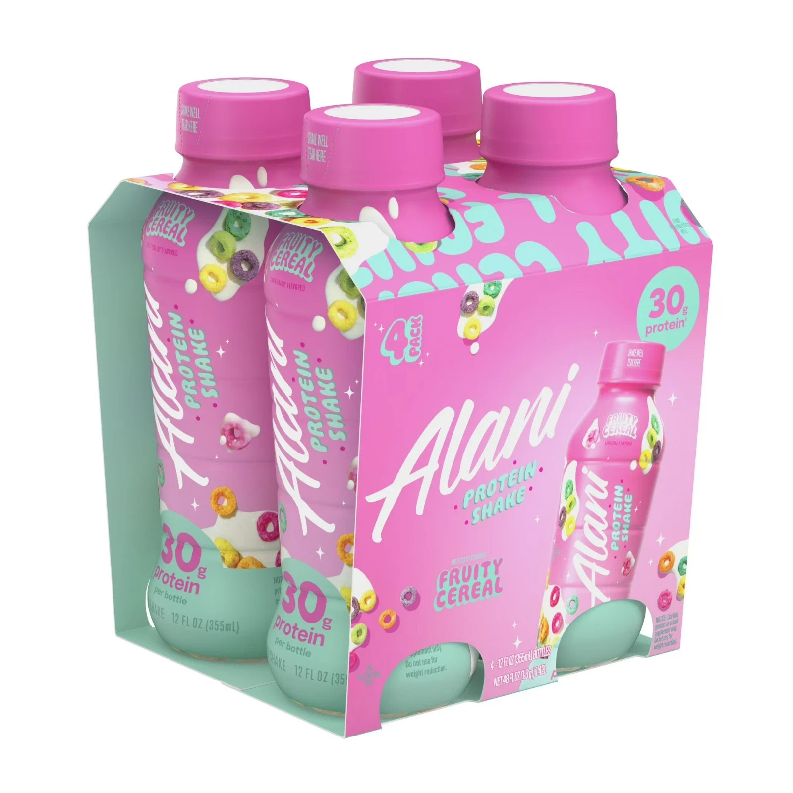 Alani Nu Protein shake Fruity cereal 12 fl oz 4 pack Bottles.....