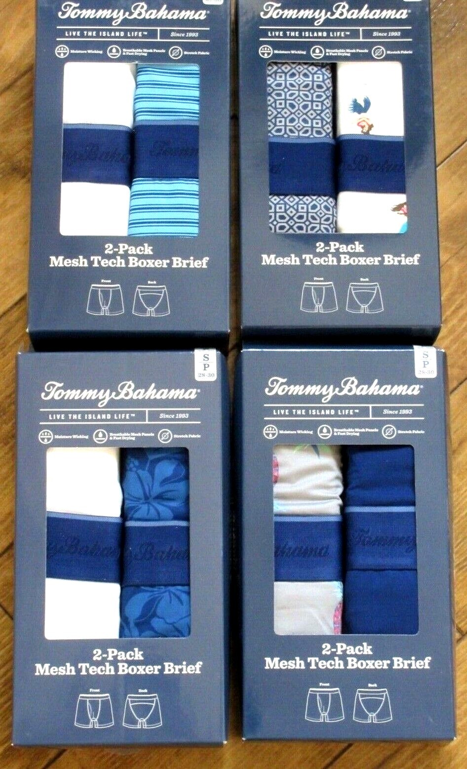 Tommy Bahama Men\'s Island Life 2 pack Mesh Tech Boxer Briefs NIB Ships Free