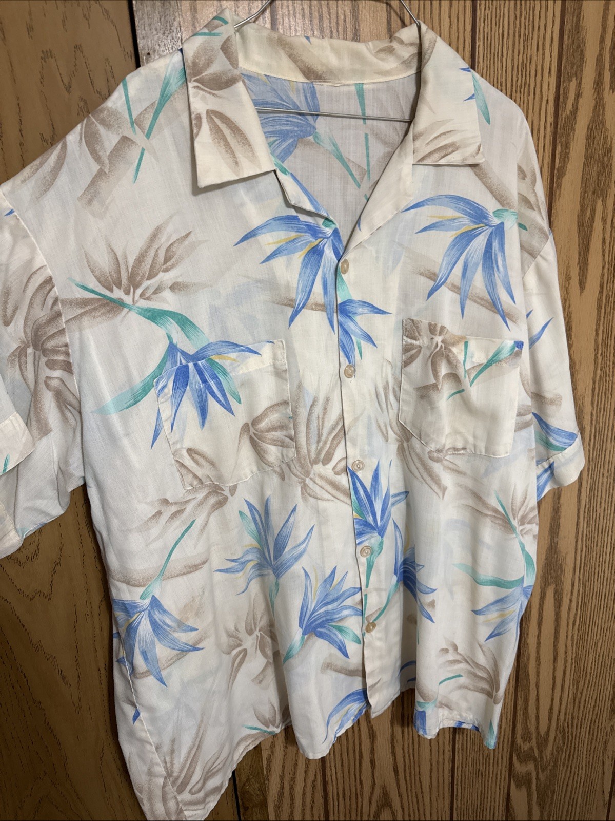 True Vtg 60s Raw Silk Hawaiian Shirt 3XL Bird of Paradise Pattern Matched Mint
