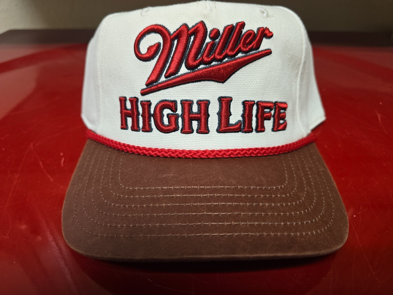 Vintage Miller High Life Hat Cap Adjustable Trucker Rope Miller Branded Vintage Miller High Life Hat Cap Adjustable Trucker Rope Miller Branded