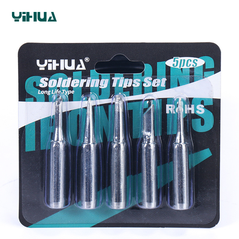 YIHUA 900M Soldering Iron Tips Set 5PCS Long-Life Type Lead-Free Soldering Tips YIHUA 900M Soldering Iron Tips Set 5PCS Long-Life Type Lead-Free Soldering Tips