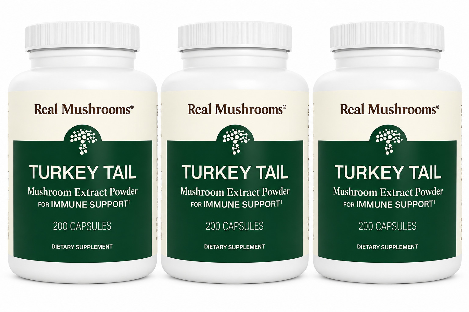 Turkey Tail Mushroom Capsules 200 Count 3 Pack 600 Capsules