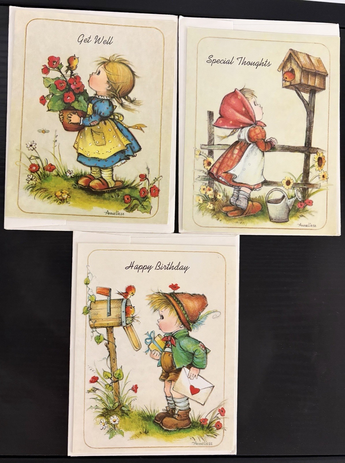 Vintage 1994 Anneliese Little Children Greeting Cards Lot of 3 Birthday Get Well