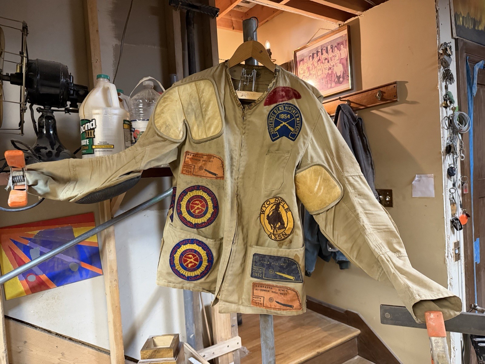 1952 Vintage Nebraska Hunting Shooting Jacket Littered With Patches Size 44