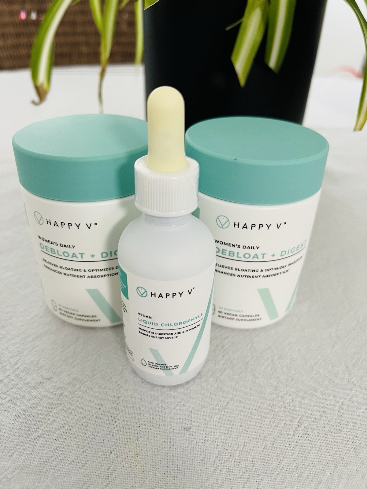 Happy V Debloat & Digest Plus Liquid Chlorophyll Bundle Happy V Debloat & Digest Plus Liquid Chlorophyll Bundle