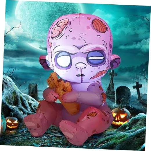 3 FT Halloween Inflatables Zombie Outdoor Decorations Blow Up Yard with Built