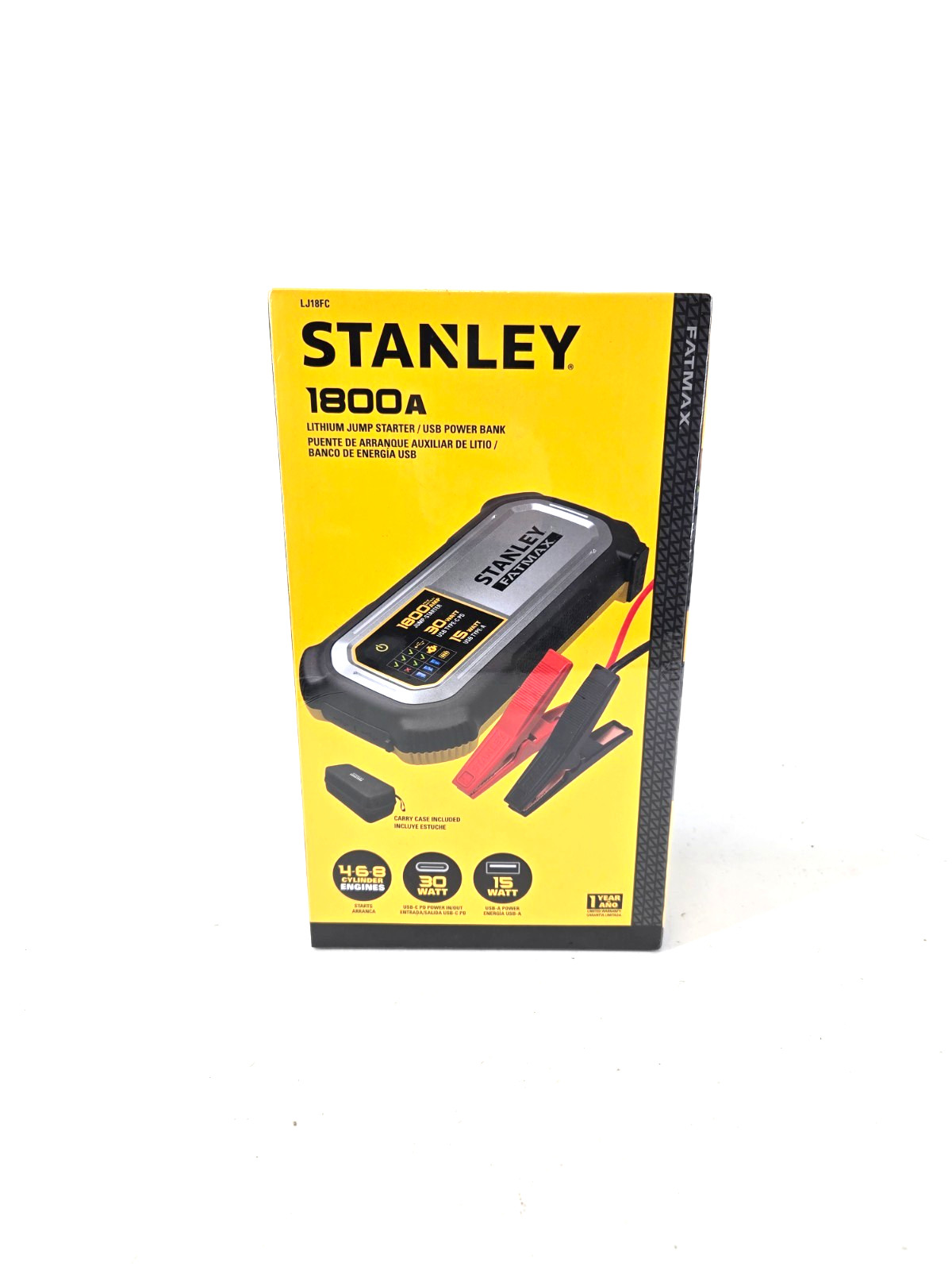 Stanley Fatmax LJ18FC 1800A Peak Amp Lithium Jump Starter with USB-A and USB-C