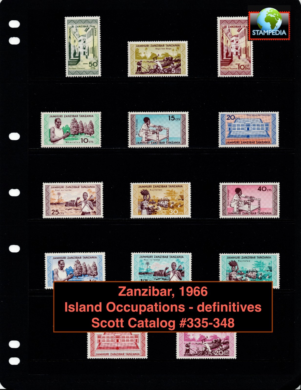 $18.00 Scott Value - 1966 ZANZIBAR Occupations definitives African CV MNH NH UMM