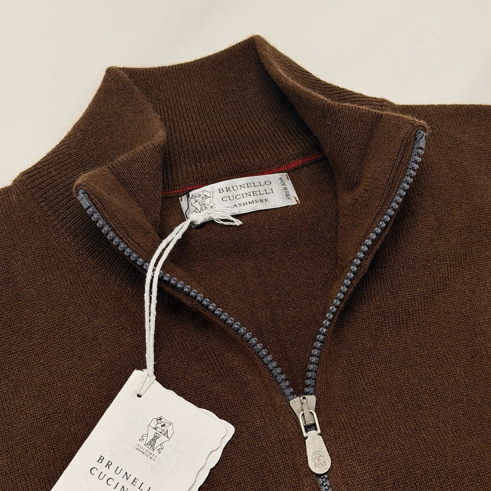 Brunello Cucinelli Full Zip Up Cashmere Sweater Men’s Medium 50 Cardigan Brown
