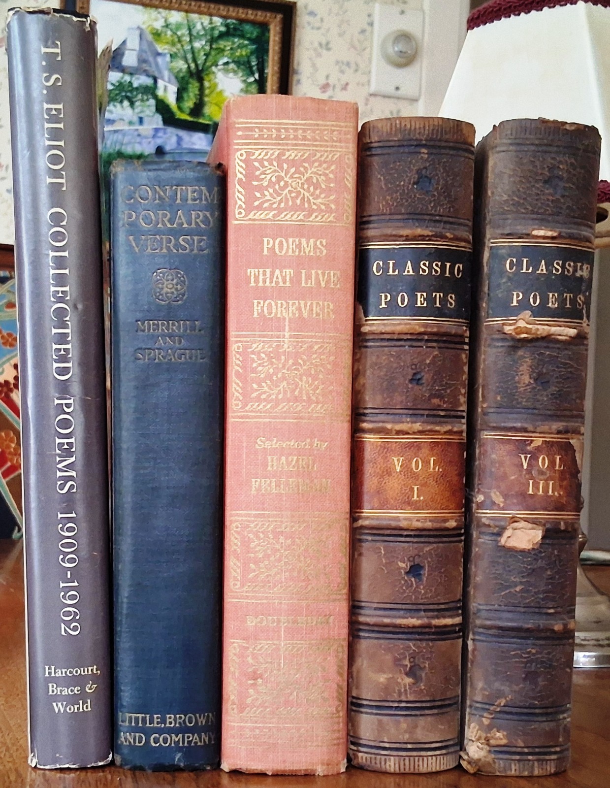 LOT OF 5 ANTIQUE & VINTAGE POETRY COLLECTIONS H/C