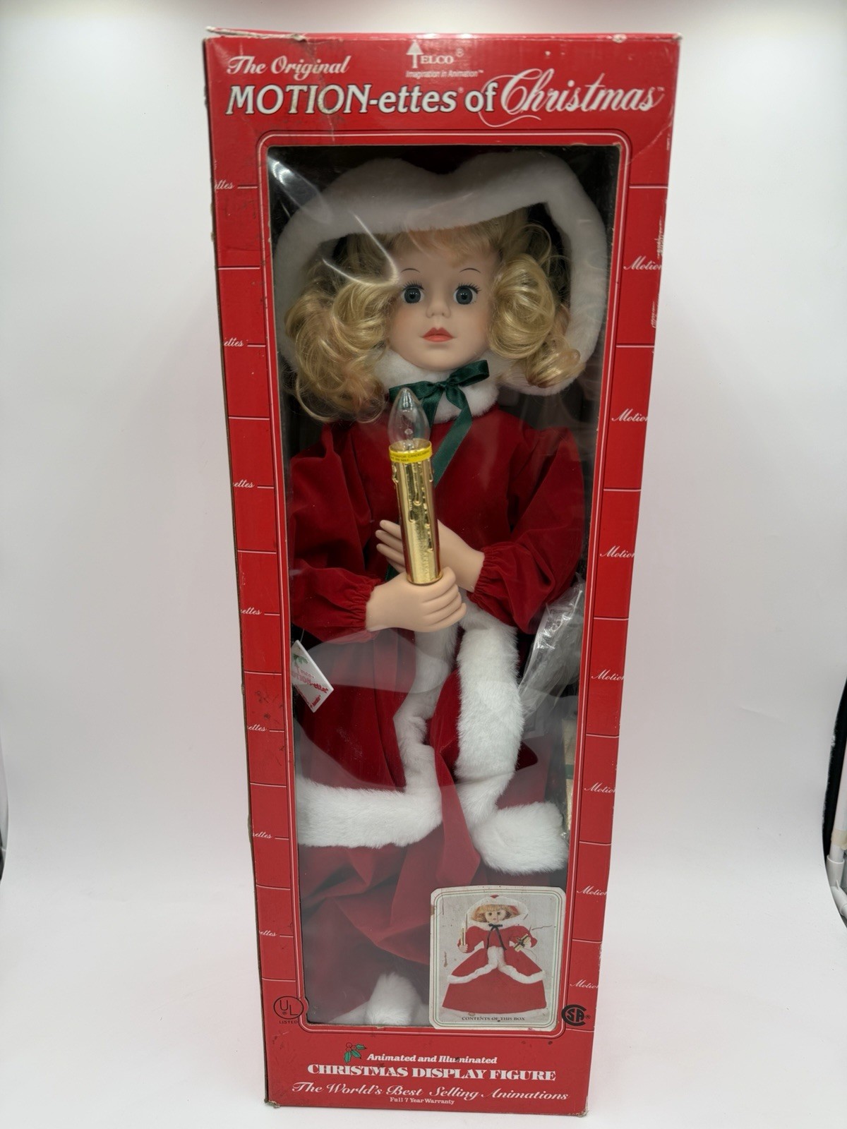Vintage Telco Motion-ette Animated Lighted Christmas Caroler Girl Figure 24” NOS
