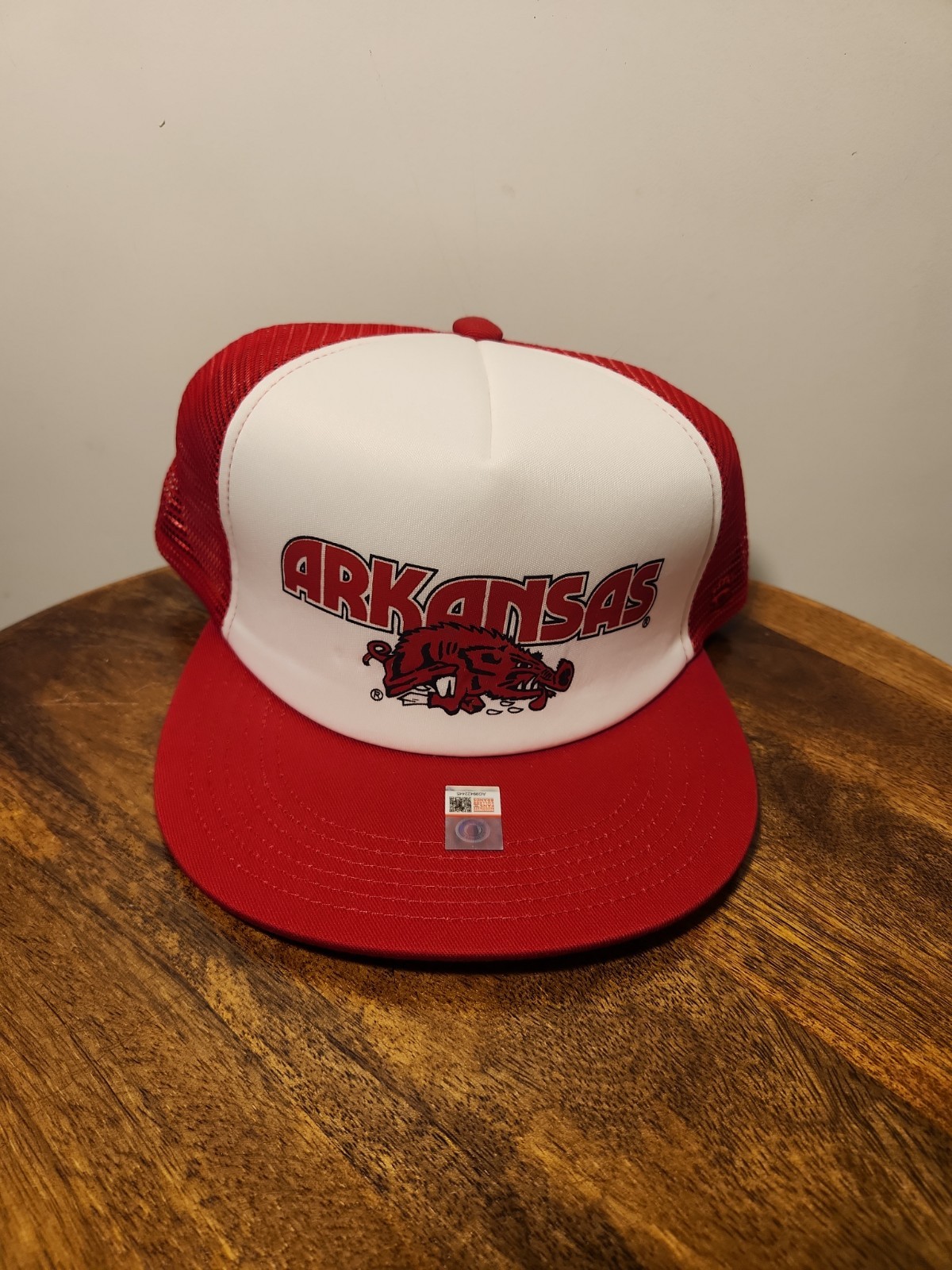 Arkansas Razorbacks Trucker Hat Mens Red White Mesh Back Snapback Football NWT Arkansas Razorbacks Trucker Hat Mens Red White Mesh Back Snapback Football NWT