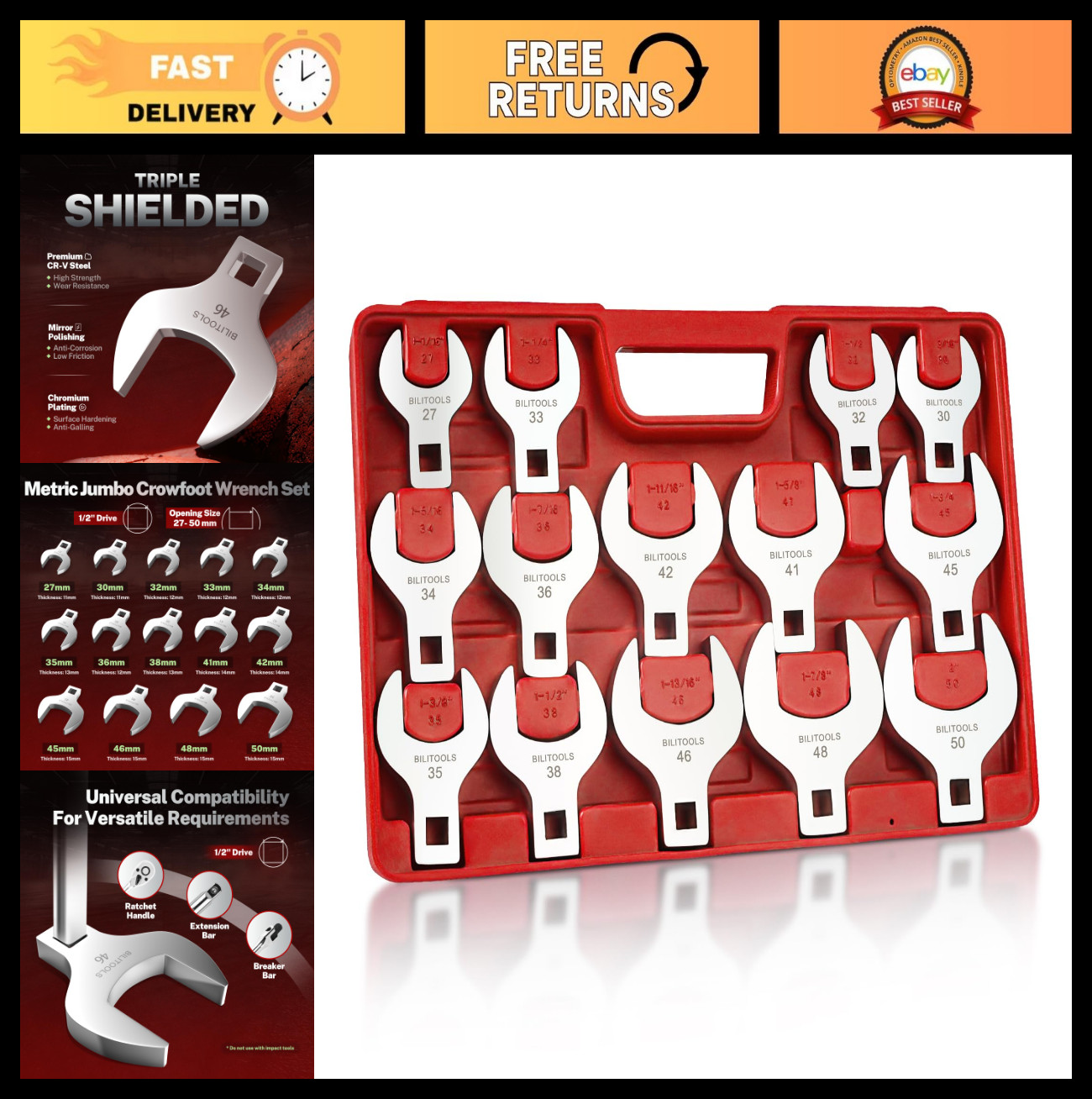 14PC Jumbo Crows Foot Wrench Set 1/2\ 14PC Jumbo Crows Foot Wrench Set 1/2\
