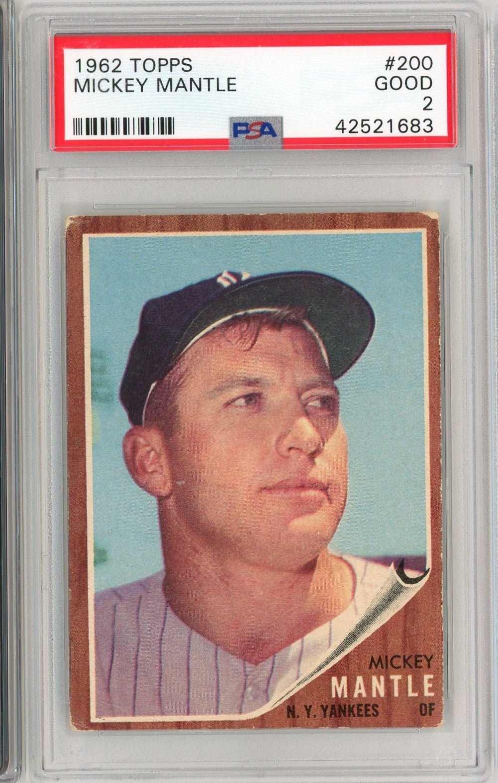 Graded 1962 Topps Mickey Mantle #200 Baseball Card PSA 2 Good Graded 1962 Topps Mickey Mantle #200 Baseball Card PSA 2 Good
