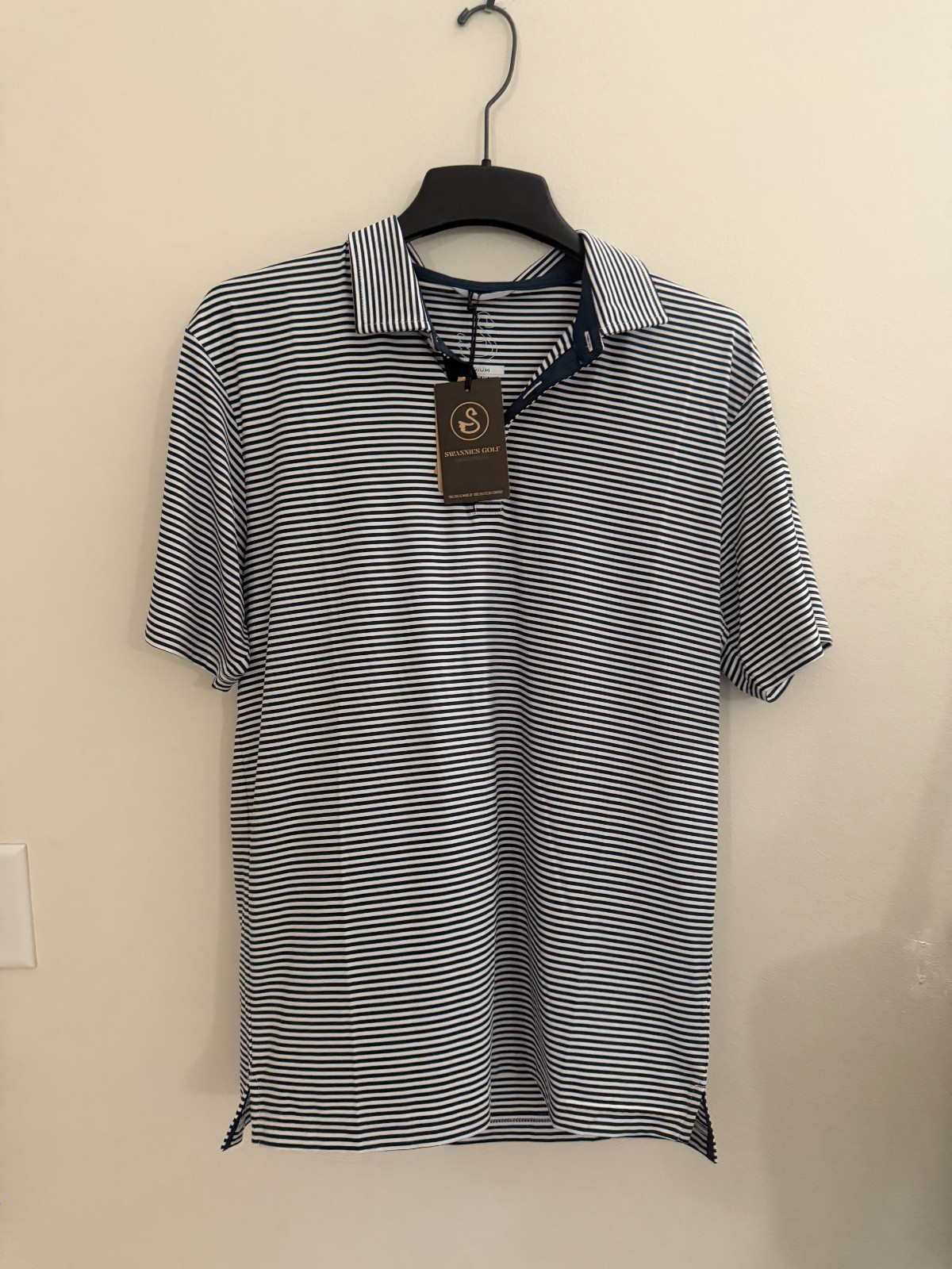 NWT - Swannies Navy Striped Smith Men\'s Polo - Size M - RETAIL $95