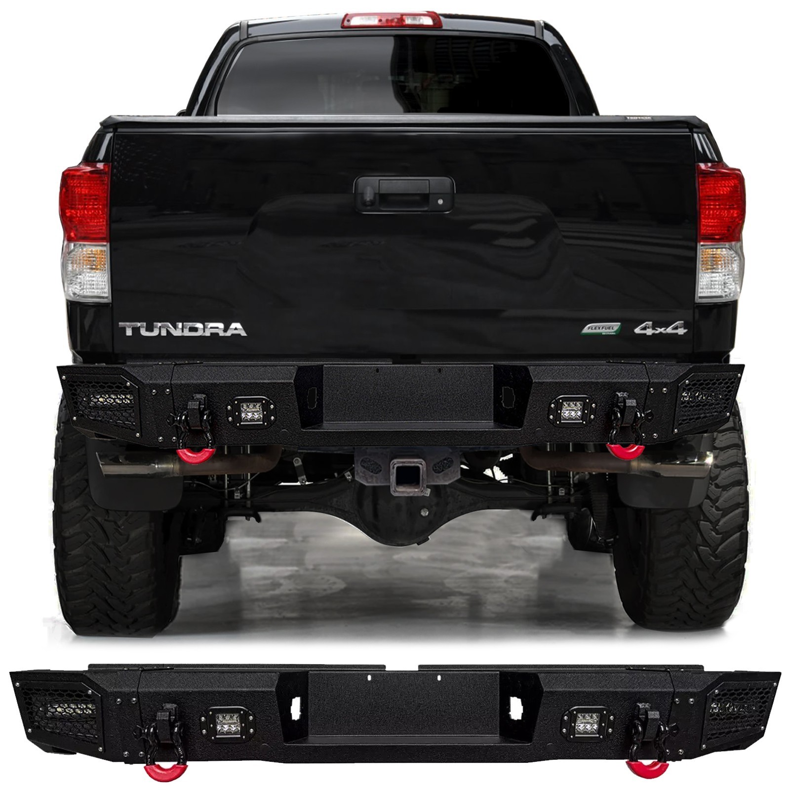 Vijay For 2007-2013 Toyota Tundra NEW Steel Rear Bumpers With LED Light& D-rings