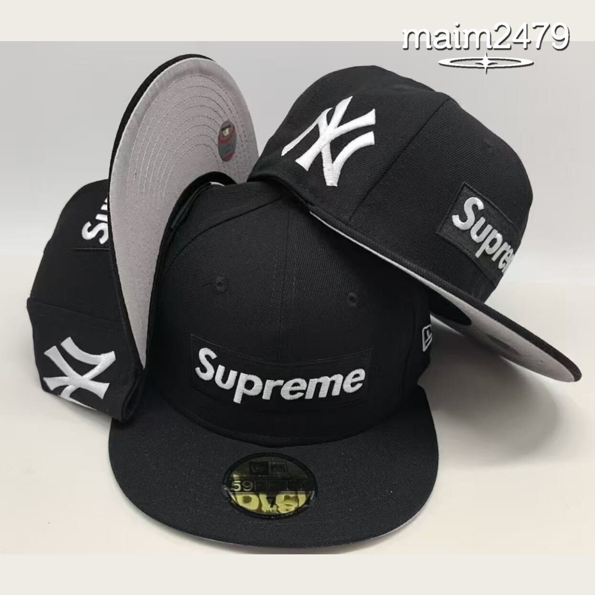 Supreme x NY 59FIFTY Men Flat Brim Baseball Cap Embroidered Fitted Hat 7 3/8 Supreme x NY 59FIFTY Men Flat Brim Baseball Cap Embroidered Fitted Hat 7 3/8