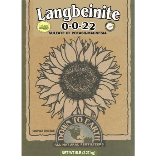 Down to Earth Organic Langbeinite Fertilizer 0-0-22, 5 LB Down to Earth Organic Langbeinite Fertilizer 0-0-22, 5 LB