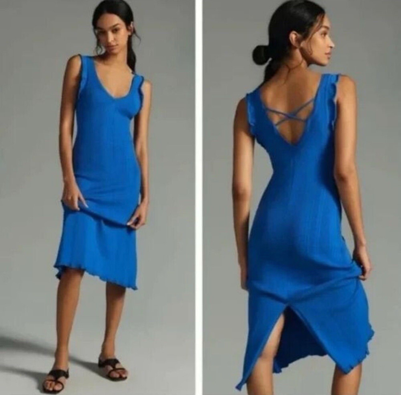 $128 Anthropologie Daily Practice Azure Sapphire Rib Knit Midi Dress Size Small $128 Anthropologie Daily Practice Azure Sapphire Rib Knit Midi Dress Size Small