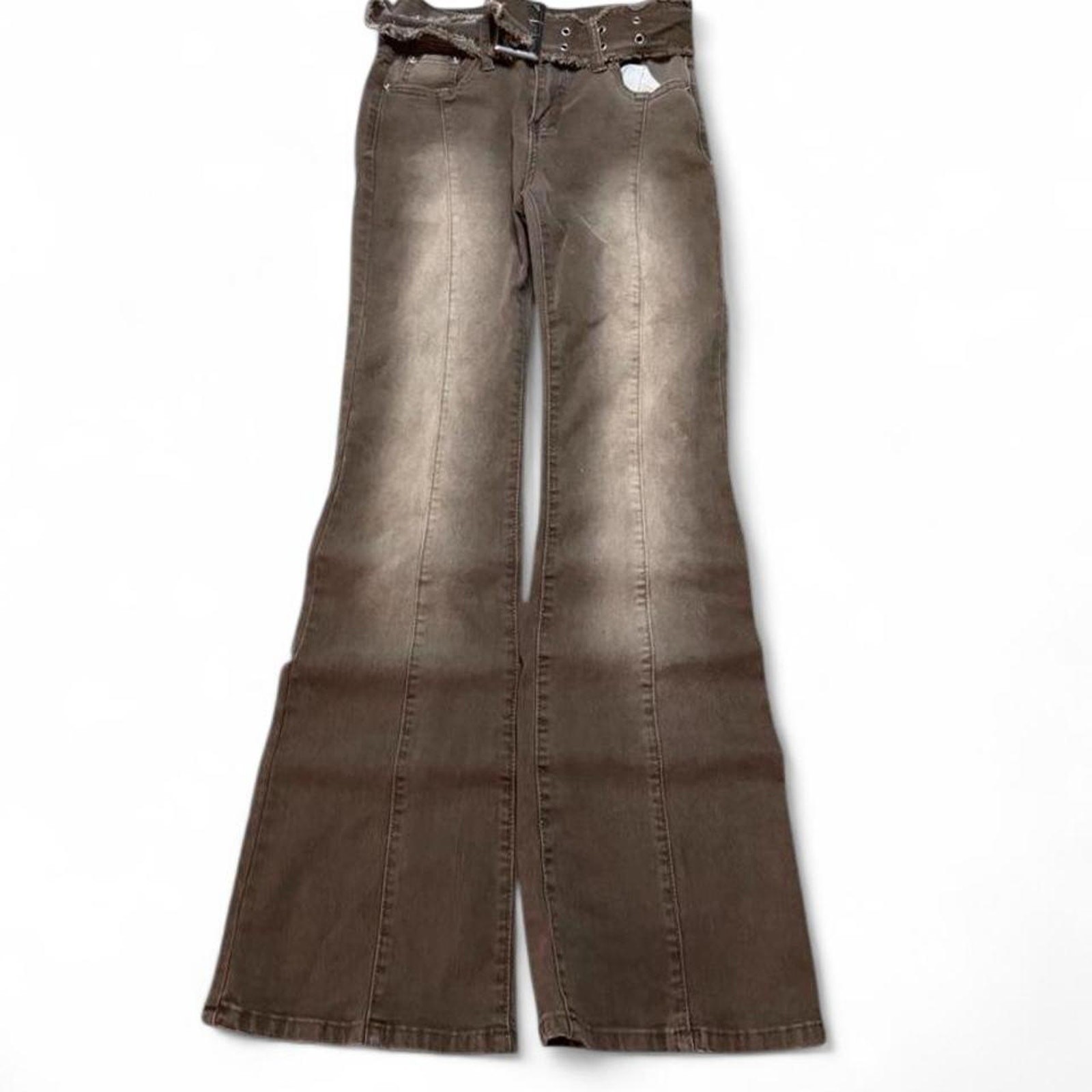 vintage 2000s y2k flared jeans with belt included vintage 2000s y2k flared jeans with belt included
