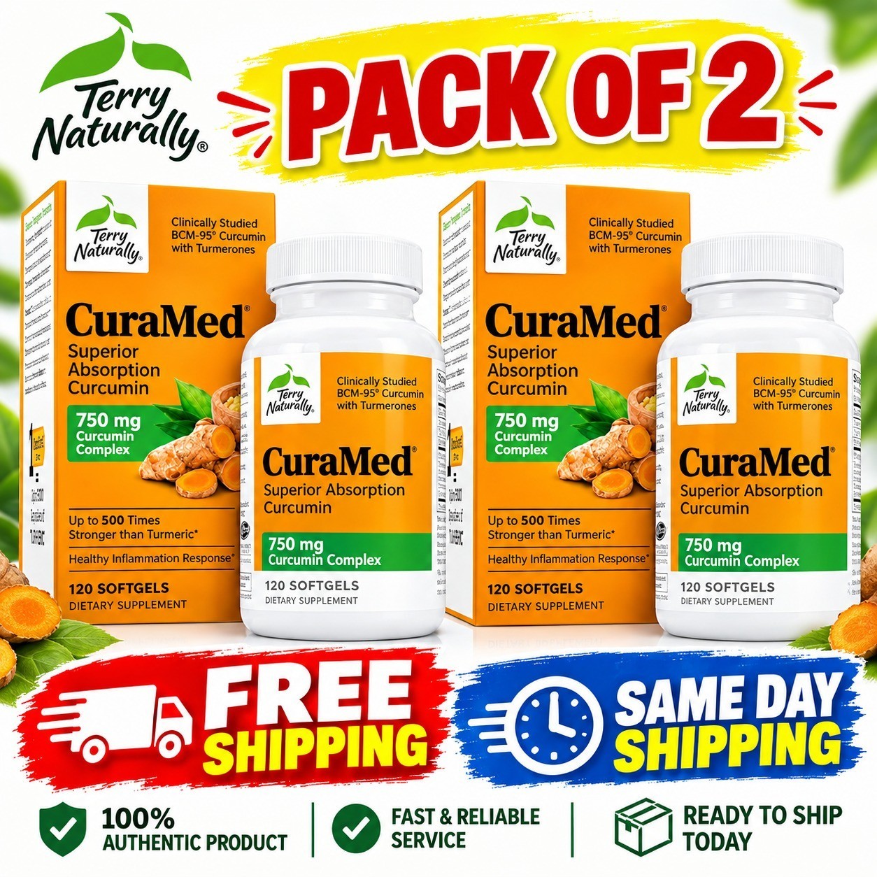 2Packs Terry Naturally CuraMed Superior Absorption 750mg - 240 Count- US STOCK 2Packs Terry Naturally CuraMed Superior Absorption 750mg - 240 Count- US STOCK